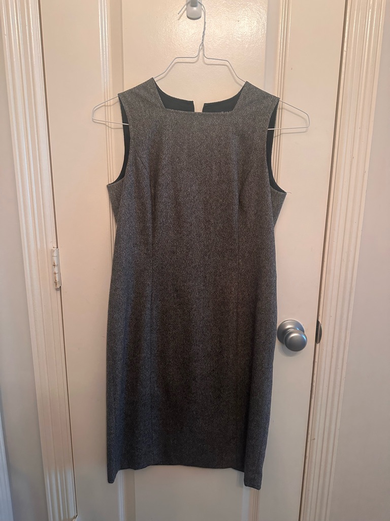 Ann Taylor Sleeveless Gray Midi Sheath Dress